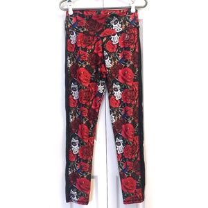 Day of the Dead Sugar Skull Leggings with Roses